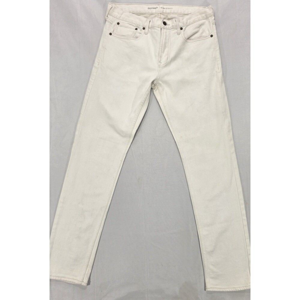 Old Navy Slim Straight Jeans Mens 32x32 Cream Off White Premium Denim Stretch